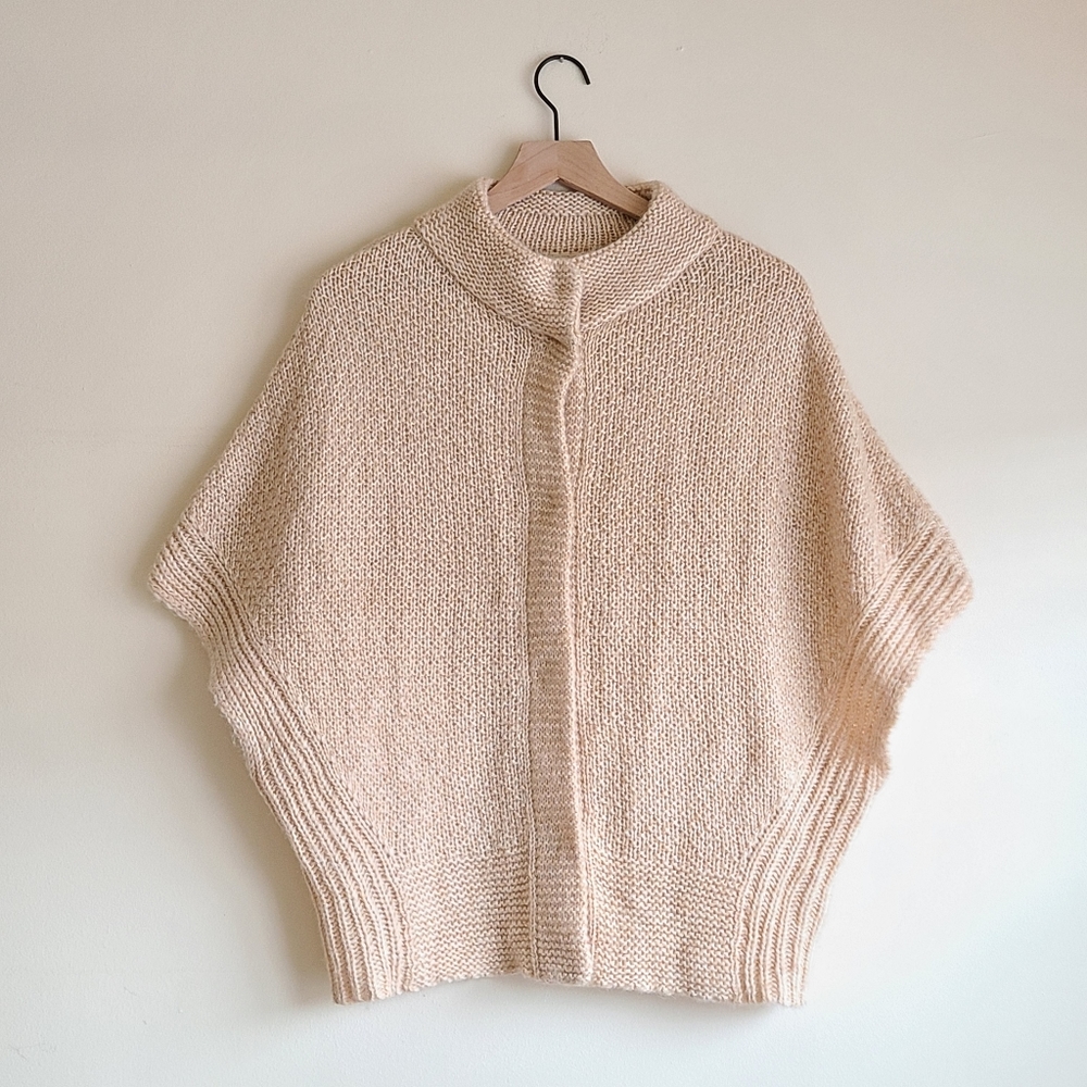 Angel of the North button up poncho sweater tan